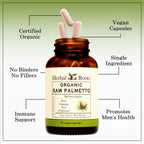 Herbal Roots Organic Saw Palmetto Capsules | 1,000mg per Serving | 60 Organic Vegan Capsules