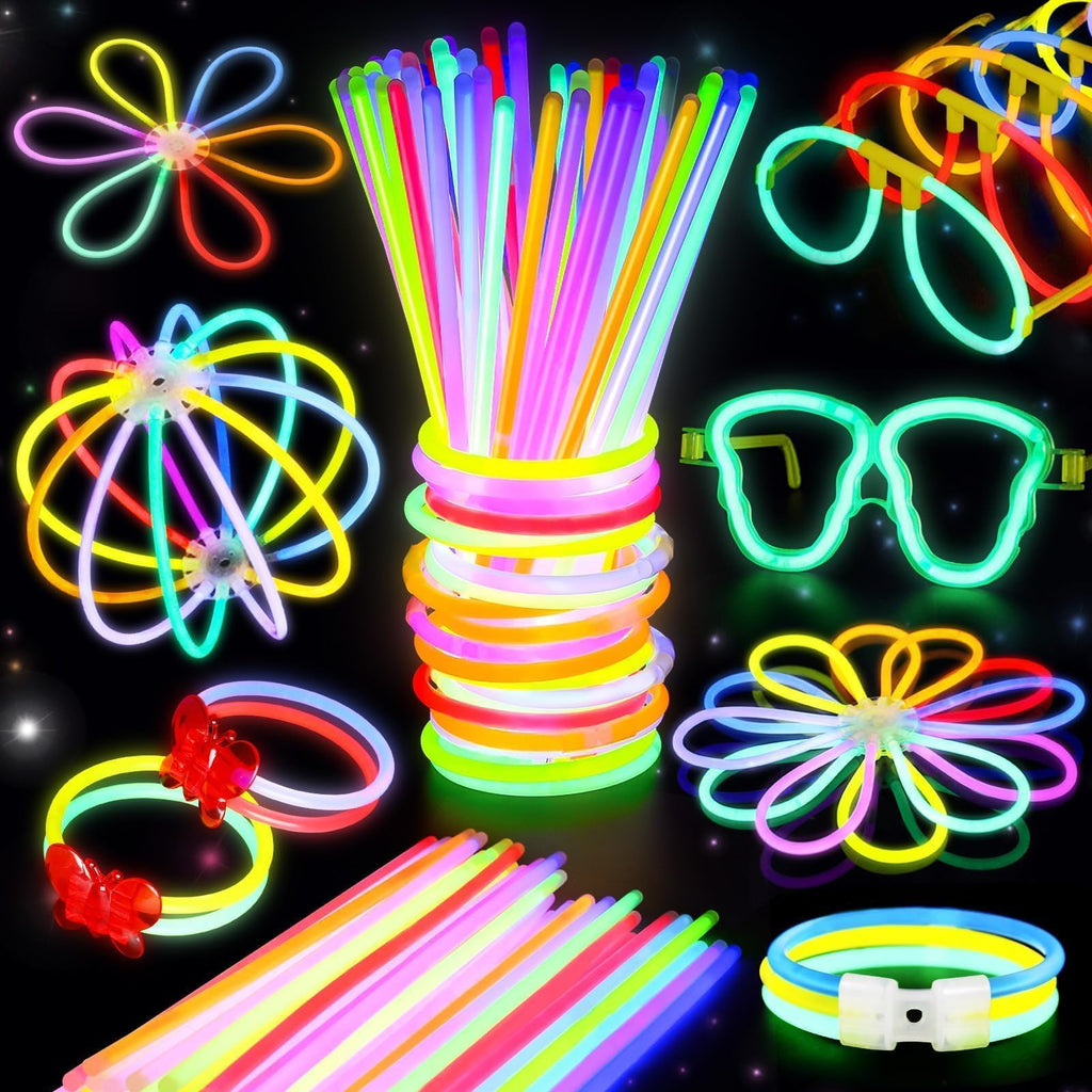 BUDI 467Pcs Glow Sticks Party Favors for Kid Adult Halloween Toys Bulk Pack