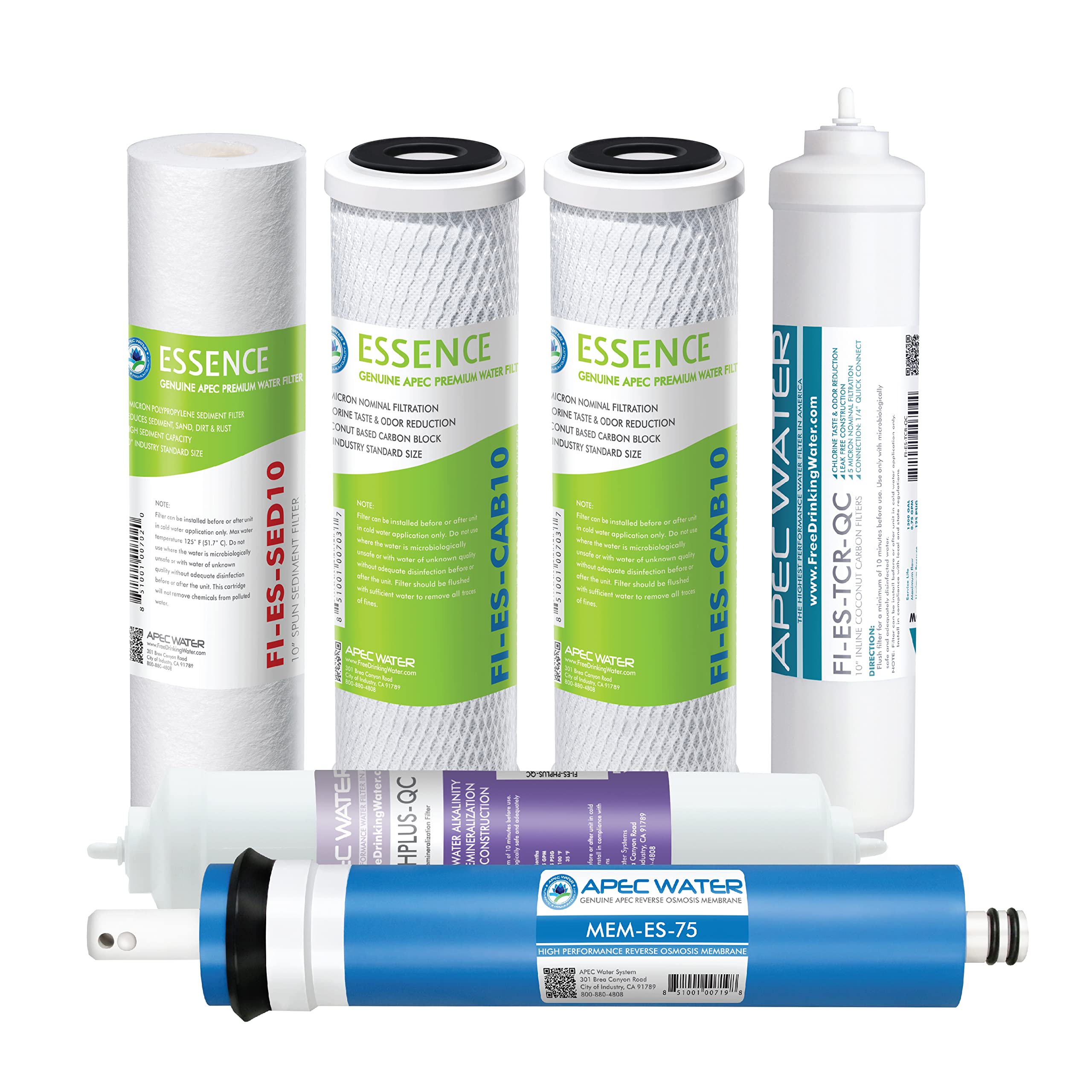 APEC Water Systems Filter-MAX-ESPH 75 GPD Complete Replacement Filter Set for Essence Series Alkaline Reverse Osmosis Water Filter System