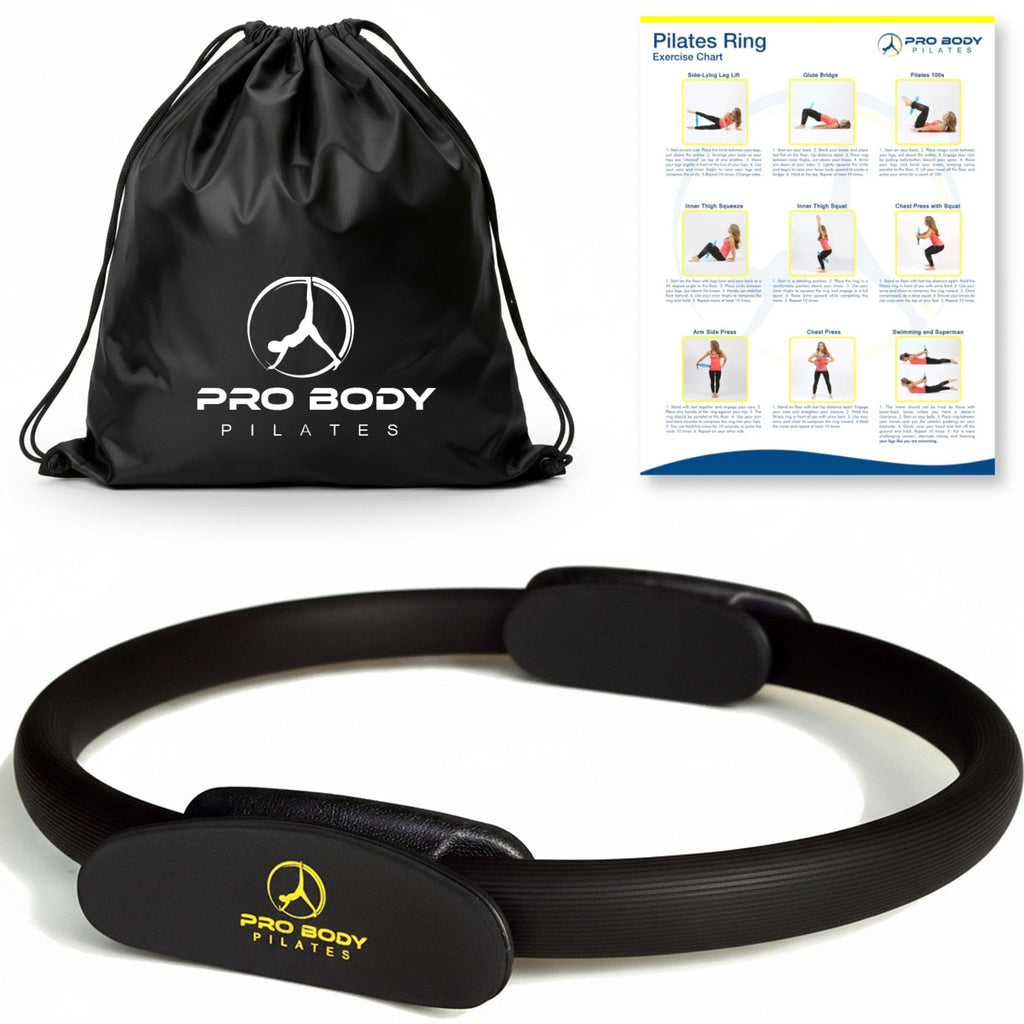 ProBody Pilates Fitness Circle ��� 14 Inch Pilates Ring for Yoga and Other Workouts, Focusing on Toning Inner Thighs, Arms, Core and Back, at Home Pilates Equipment (Black)