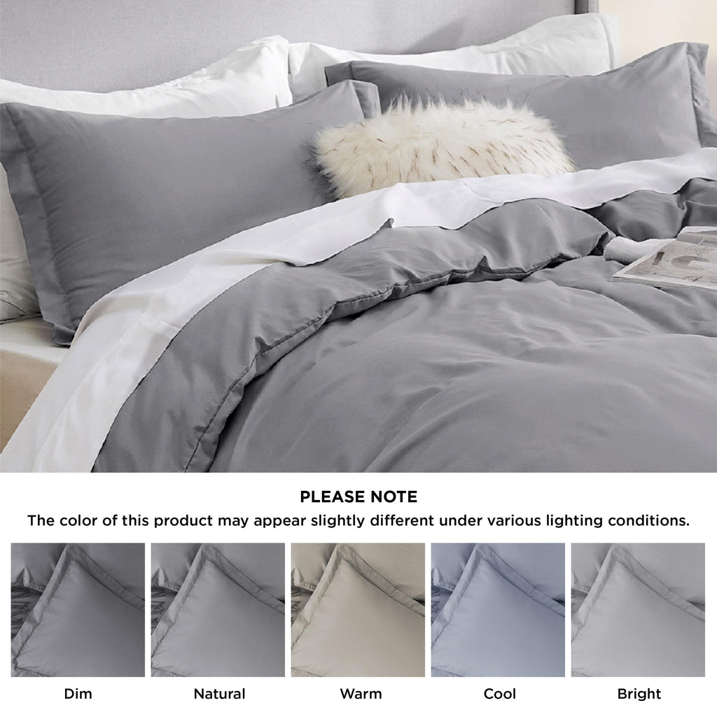 Bedsure Duvet Cover Queen Size - Soft Double Brushed Bedding Set for Kids & Adults, Zipper Closure, 3 Pieces, Includes 1 Duvet Cover (90"x90") & 2 Pillow Shams, NO Comforter, Grey