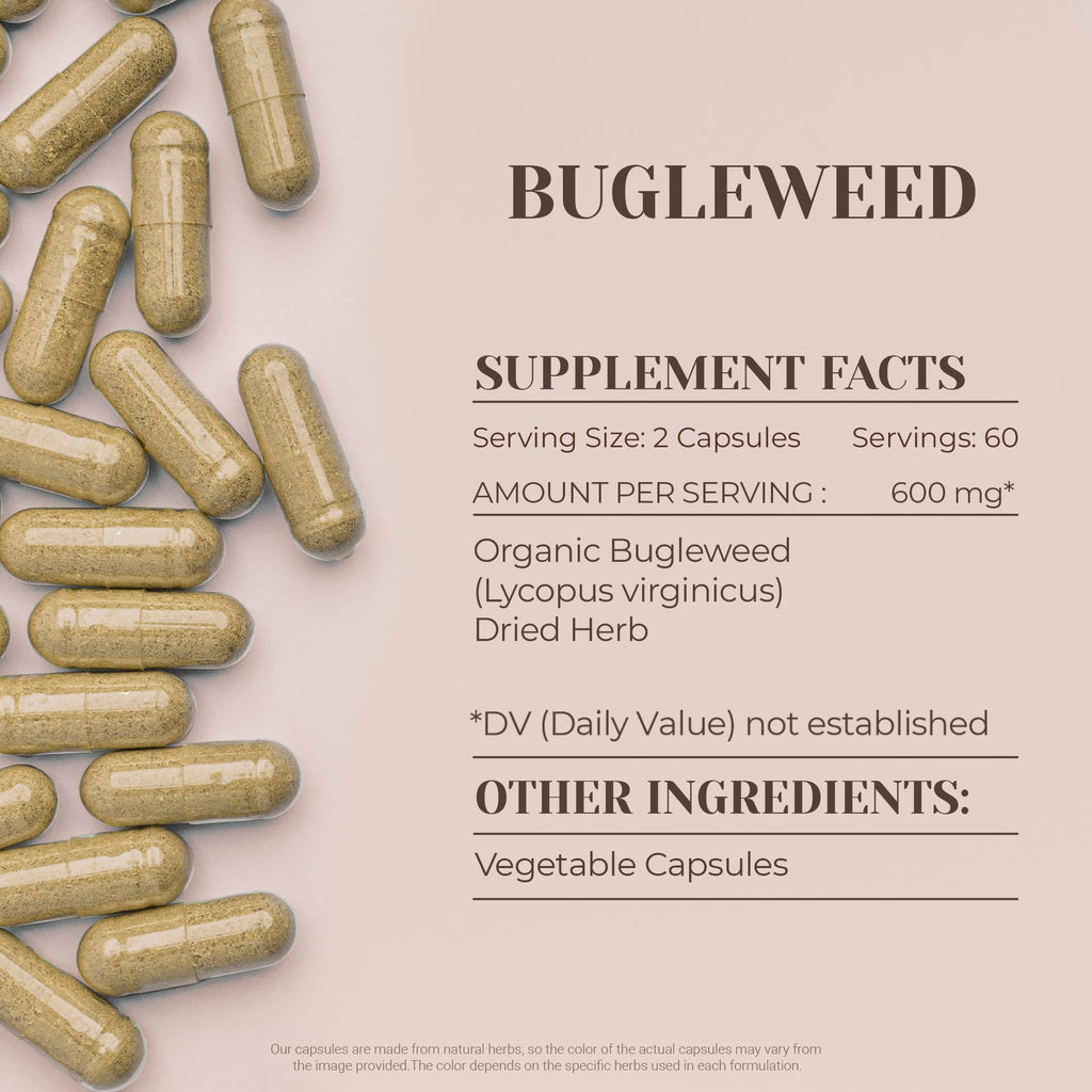 Garden Organics Bugleweed 120 Capsules | High-Potency Herbal Dietary Supplements | Made with Vegetable Capsules and Bugleweed (Ze LAN, Lycopus Virginicus) Dried Herb (120 Count)