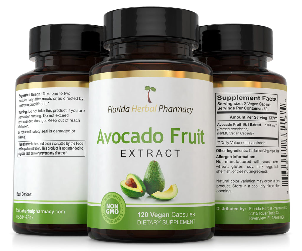 Florida Herbal Pharmacy, Avocado Fruit Extract Supplement Capsules 10:1 (120 Capsules)
