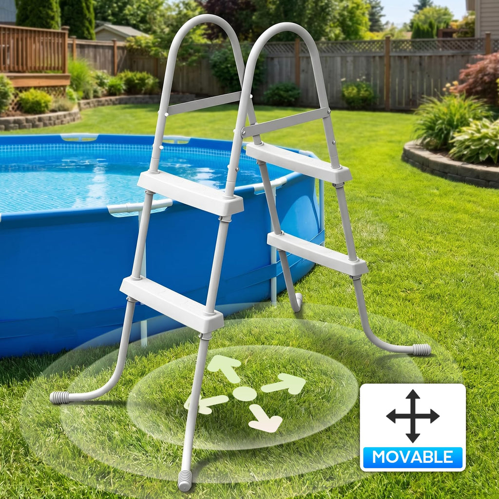Above Ground Pool Ladder, 34 '' Pool Ladder, Swimming Pool Frame Ladder, 2-Steps,Suitable for Pools up to 34 inches deep Above Ground, Anti Slip Feet & Wide Steps