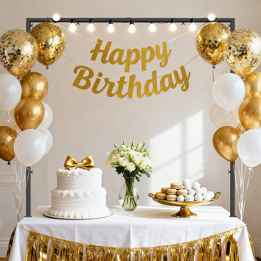 Over The Table Rod Stand with Clamps, Adjustable 32"-102'' Length 14"-56" Height Metal Black Table Arch Hanging for Wedding Birthday Party Halloween Christmas Anniversary