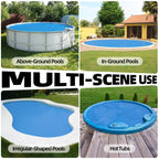 Solar Pool Cover 8 ft Round, Solar Pool Blanket for Above Ground & Inground Pools, Hot Tubs and Spas, Thermal Bubble Cover for Heat Retention, Reduces Evaporation (96 x 96 Inch)