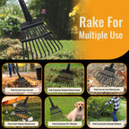 Small Rakes for Garden Beds,11 Tines Heavy Duty Metal Yard Hand Rake with 63in Adjustable Handle,Ideal Gardening Rakes for Gathering Leaves,Shrub,Dog Poop,Garden Flower Beds