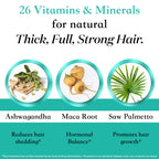 Women's Balance Hair Growth Supplements, Ages 45 and Up, Customer Proven for Visibly Thicker Hair and Scalp Coverage, Soy-Free, Made with 26 Ingredients Including Beta Carotenes - 1 Month Supply