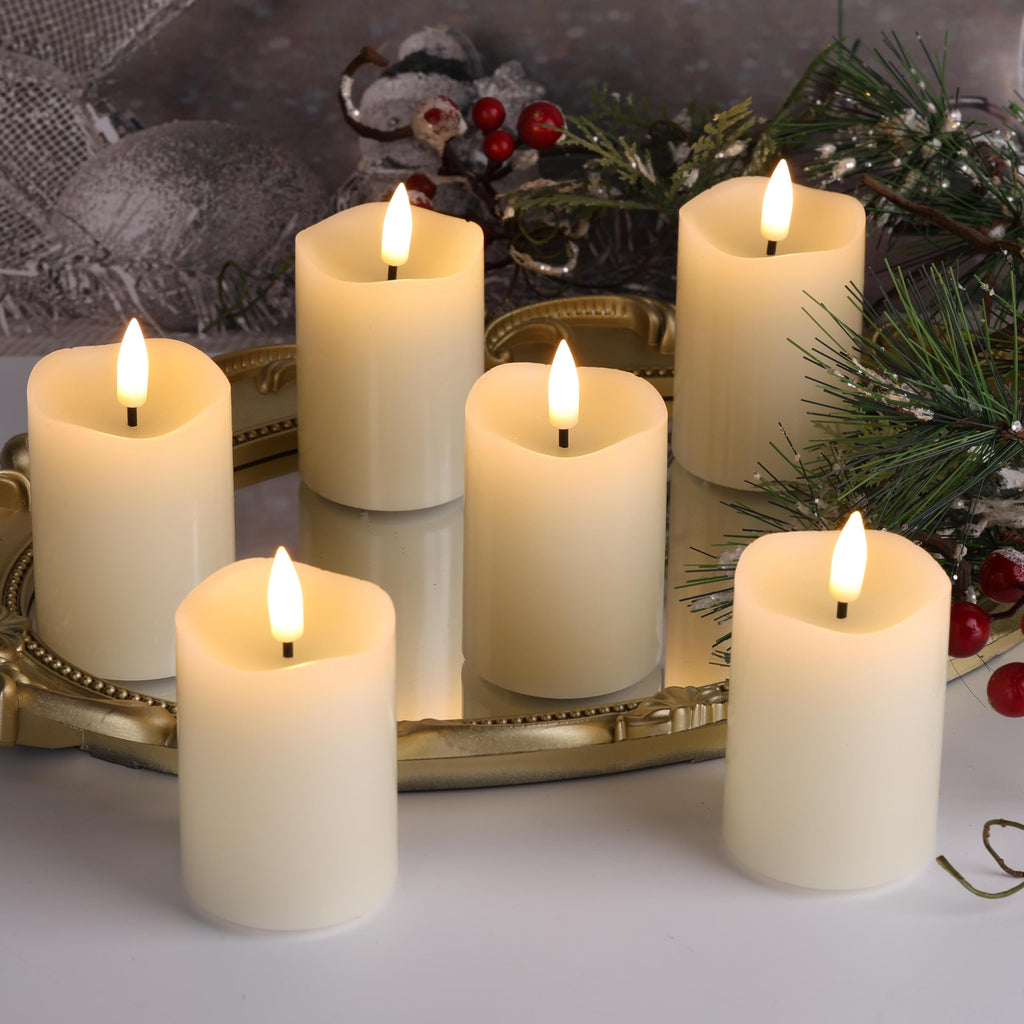 Eywamage Ivory Flameless Votive Candles with Timer Batteries Set of 6