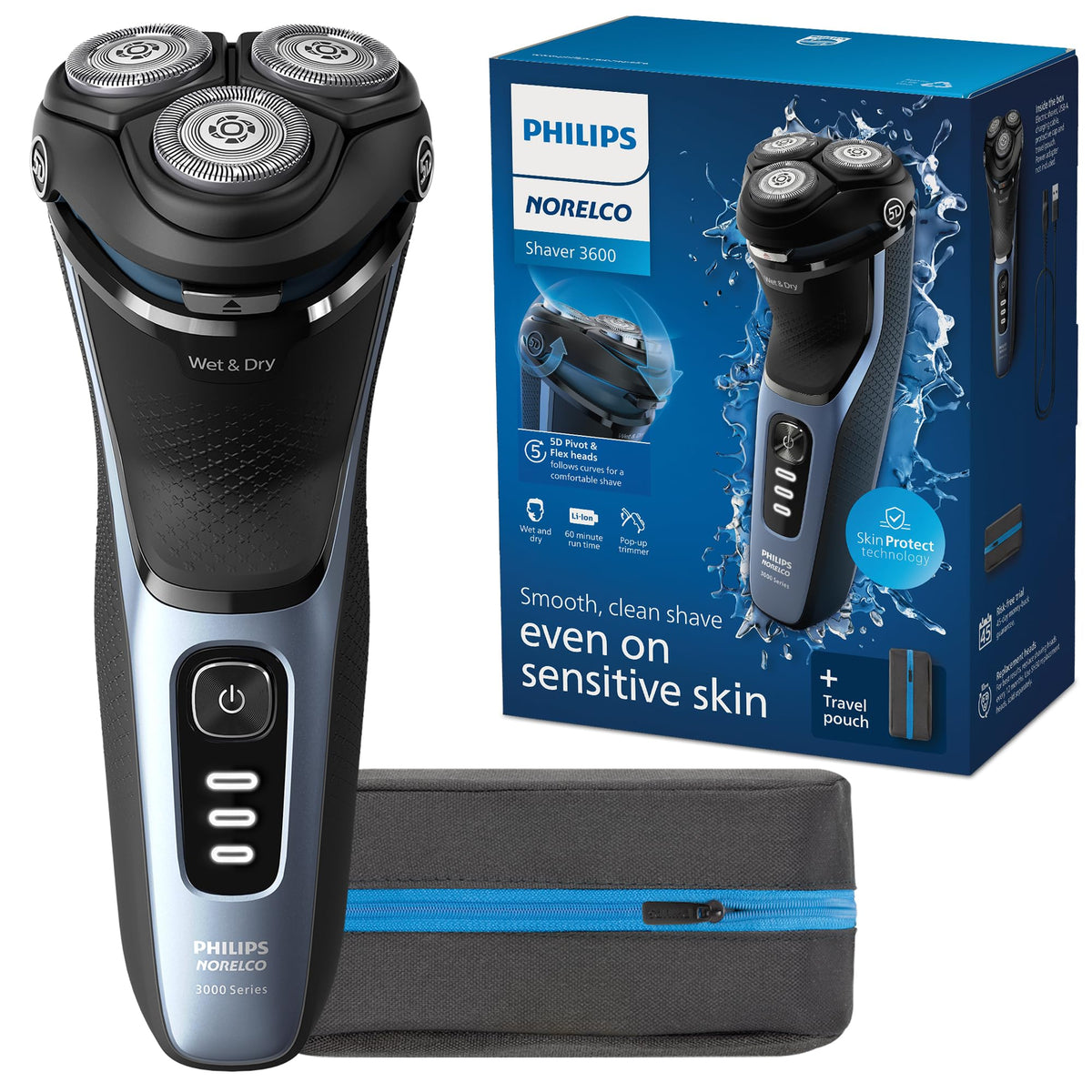 Philips Norelco 3600 Electric Shaver, Storm Blue