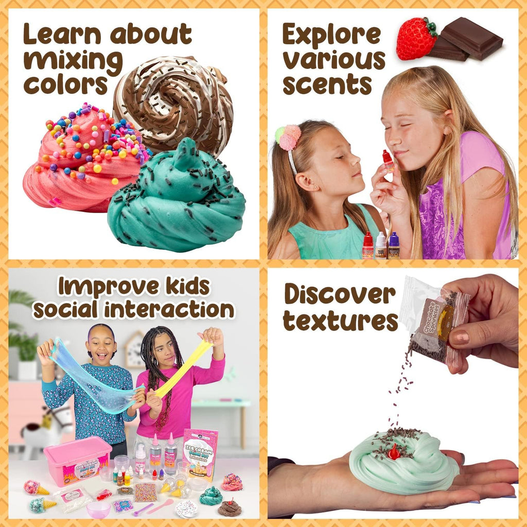 Original Stationery Ice Cream Slime Kit for Girls Toys, DIY Cherry-Scented Slime Making Set with 31 Pieces, Fun Arts and Crafts for Kids Ages 8-12, Birthday Gift