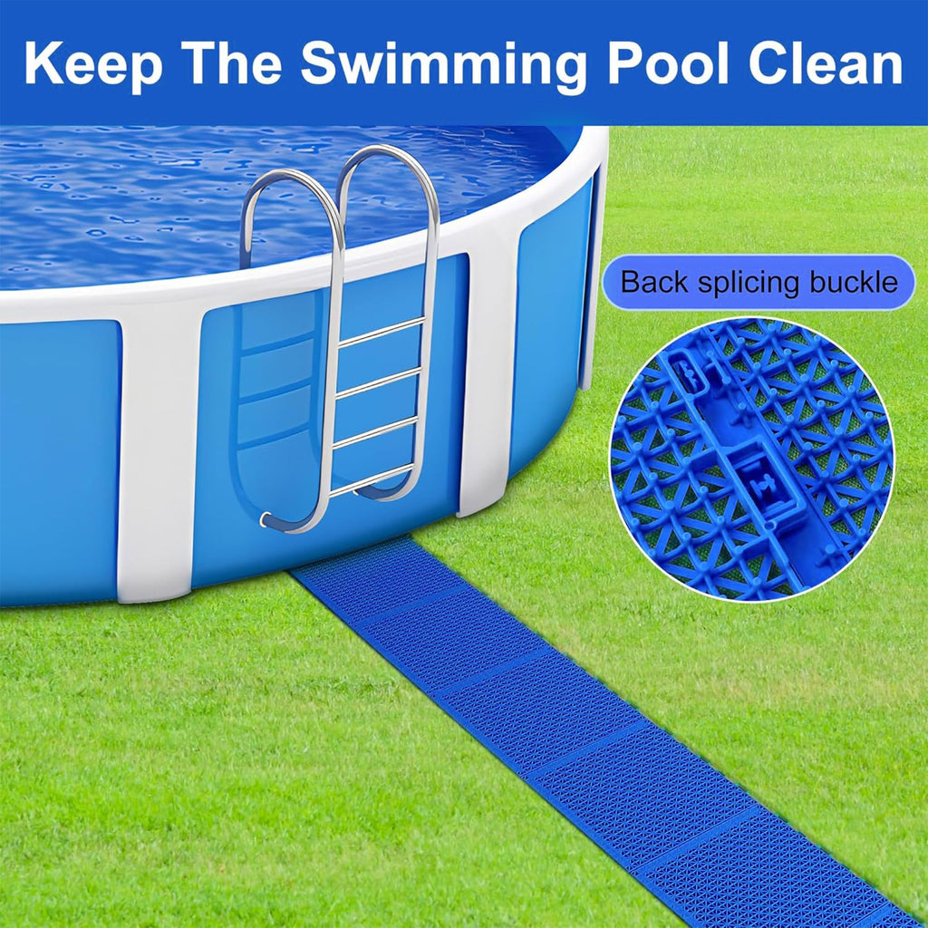 16 Pcs Modular Interlocking Cushion- 10.3" x 10.3" Splicing Above Ground Pool Floor Protectors- Non-Slip Pools Spas Floor Mat Pathways from the Pool to the Porch