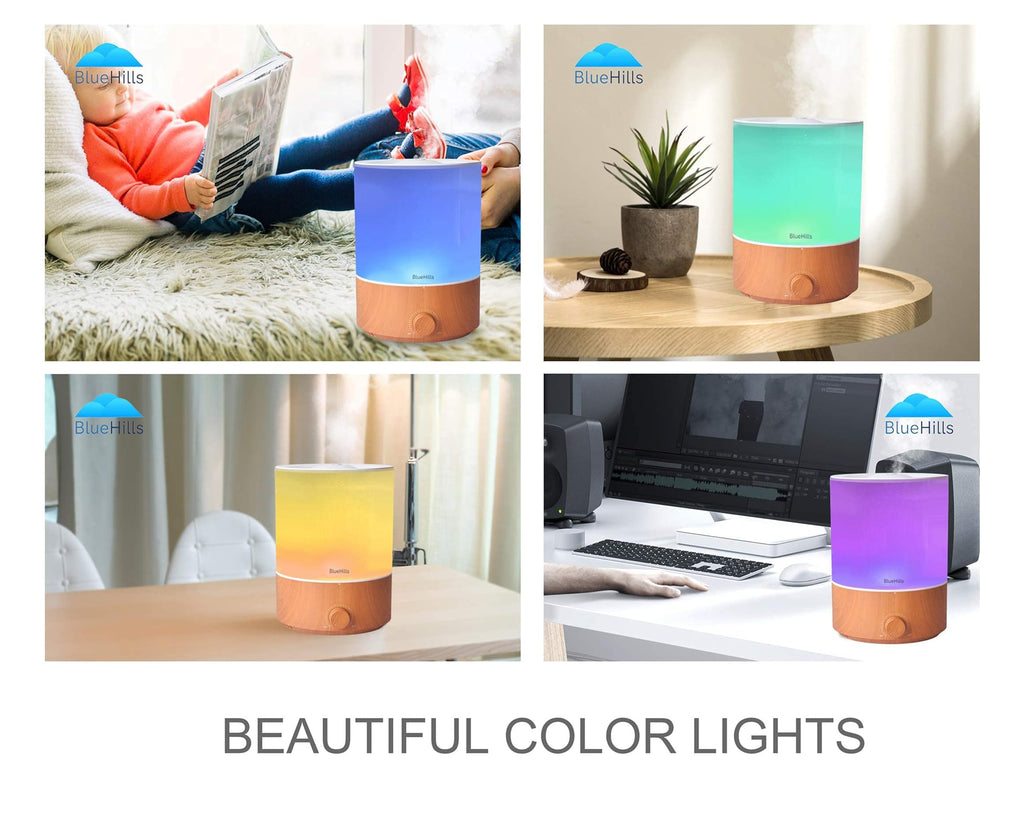 BlueHills Premium 4000 ML XL Essential Oil Diffusers - 70 Hour Run Aromatherapy Diffuser & Air Humidifier Mist for Large Room 7 LED Colors Oil Big Diffuser Essential Oils for Home w/Auto Shut Off E403