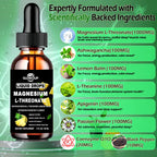 Magnesium L-Threonate Liquid Drops, Magnesium L Threonate Supplement w. Apigenin,Theanine,Lemon Balm for Sleep & Memory, Brain & Nerve Support, Fast Acting Liquid l Threonate Magnesium Than Capsules