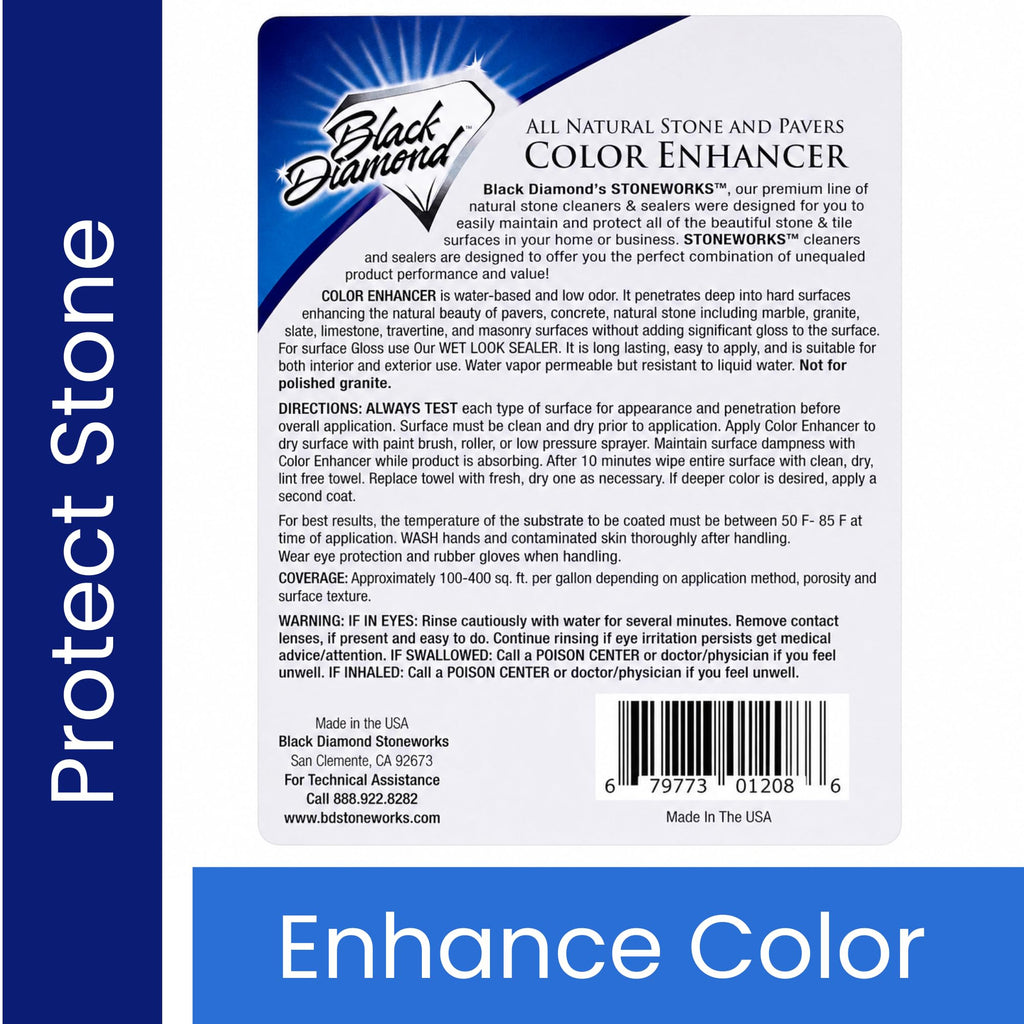 Color Enhancer Sealer for All-Natural Stone and Pavers. Marble, Travertine, Limestone, Granite, Slate, Concrete, Grout, Brick, Block. (1-Quart)