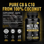 Zeal Naturals Pure MCT Oil Capsules - 3000mg, 360 Softgels |C10, C8 MCT Oil Unrefined Coconut | Energy Support & Brain Fuel Supplement | Gluten-Free