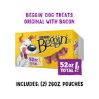 Purina Beggin' Strips Dog Treats, Original with Bacon, (2) 26 oz Pouches