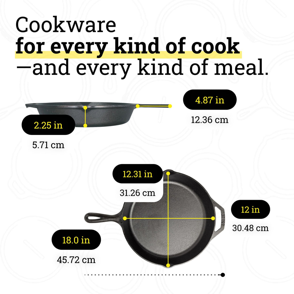 Lodge Pre-Seasoned Cast Iron Skillet, PFAS-Free, 12 Inches