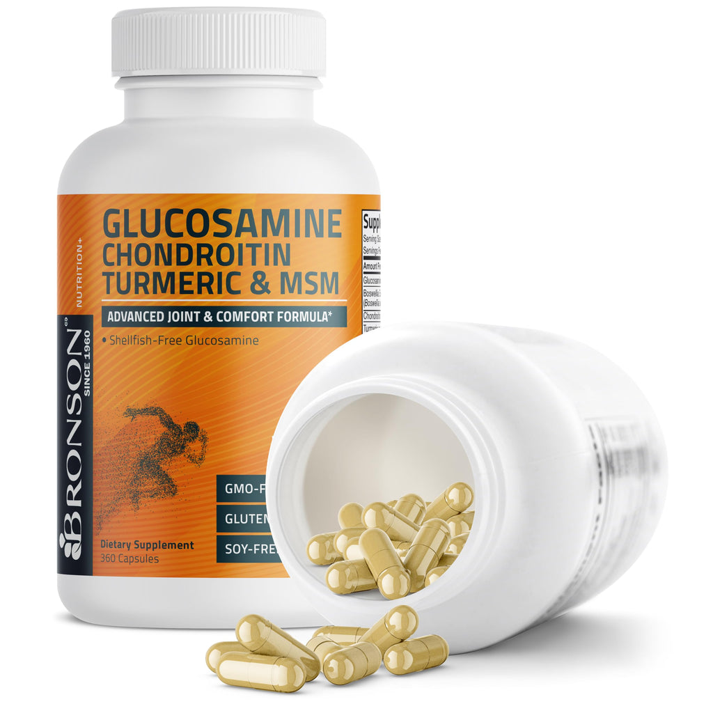 Bronson Glucosamine Chondroitin Turmeric & MSM Advanced Joint & Cartilage Formula, Supports Healthy Joints, Mobility & Cartilage - Non-GMO, 360 Capsules