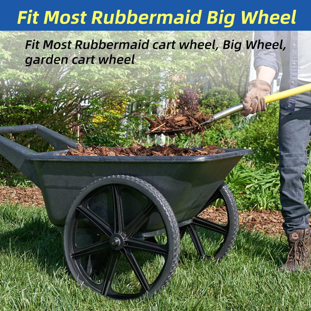 GICOOL 20" Flat Free Tire and Wheel, with 3/4" & 5/8" Bearing, 2.45" Centered Hub, Replacement Wheel For Rubbermaid Wheelbarrow, Garden Yard Cart, 2 Pcs