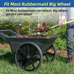 GICOOL 20" Flat Free Tire and Wheel, with 3/4" & 5/8" Bearing, 2.45" Centered Hub, Replacement Wheel For Rubbermaid Wheelbarrow, Garden Yard Cart, 2 Pcs