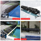 UCEDER Pool Solar Reel Cover with Adjustable Strap, 420D Waterproof Heavy Duty Solar Blanket Protective Cover for Above Ground and Inground Swimming Pool (Black, 16 Ft)