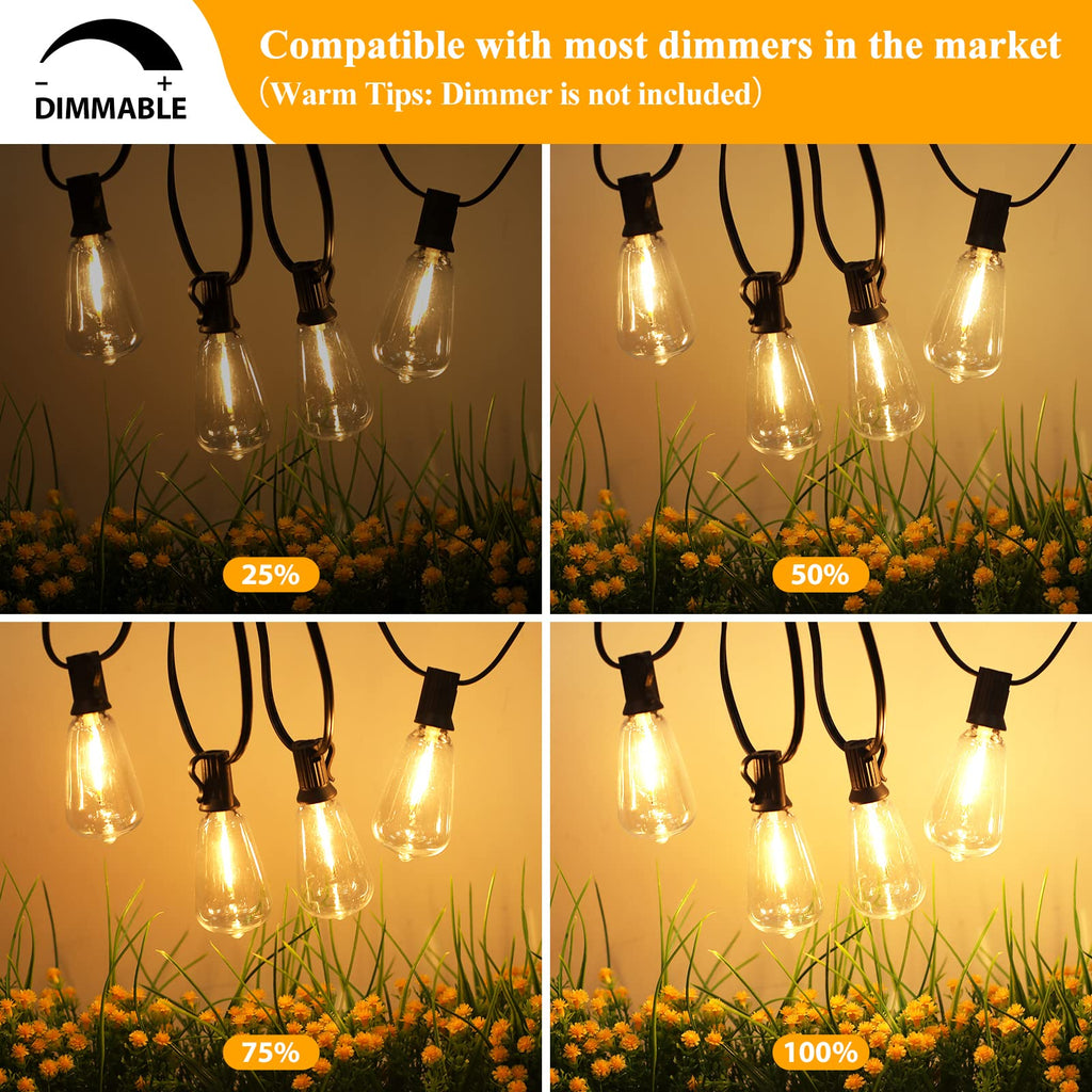 Brightever 100FT Outdoor String Lights 52 Bulbs, Waterproof Patio Lights