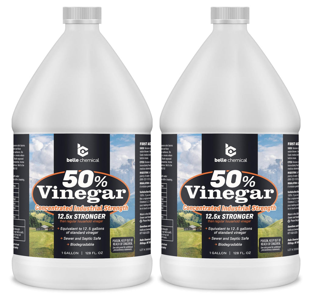 Belle Chemical 50% Pure Concentrated Vinegar - 125x Stronger - Indoor and Outdoor Cleaner (256 Fl Oz)