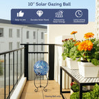 Lily's Home Gazing Ball - 10" Glass Globe with Solar Powered Lights - Outdoor Solar Lights for Yard & Patio - Garden Decor - Automatic On/Off Photosensitive Switch - Battery Included - Blue