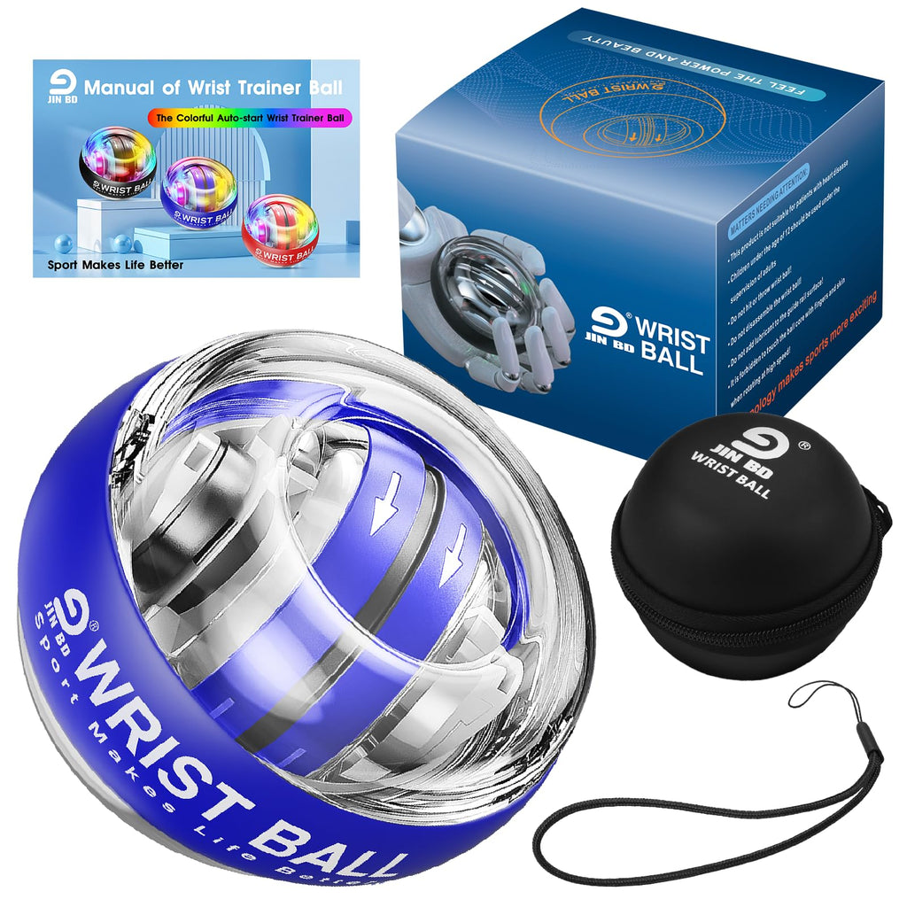 JIN BDWrist Trainer Ball Auto-Start Wrist Strengthener Gyroscopic Forearm Exerciser Gyro Ball for Strengthen Arms, Fingers, Wrist Bones and Muscles���Blue Without Light���