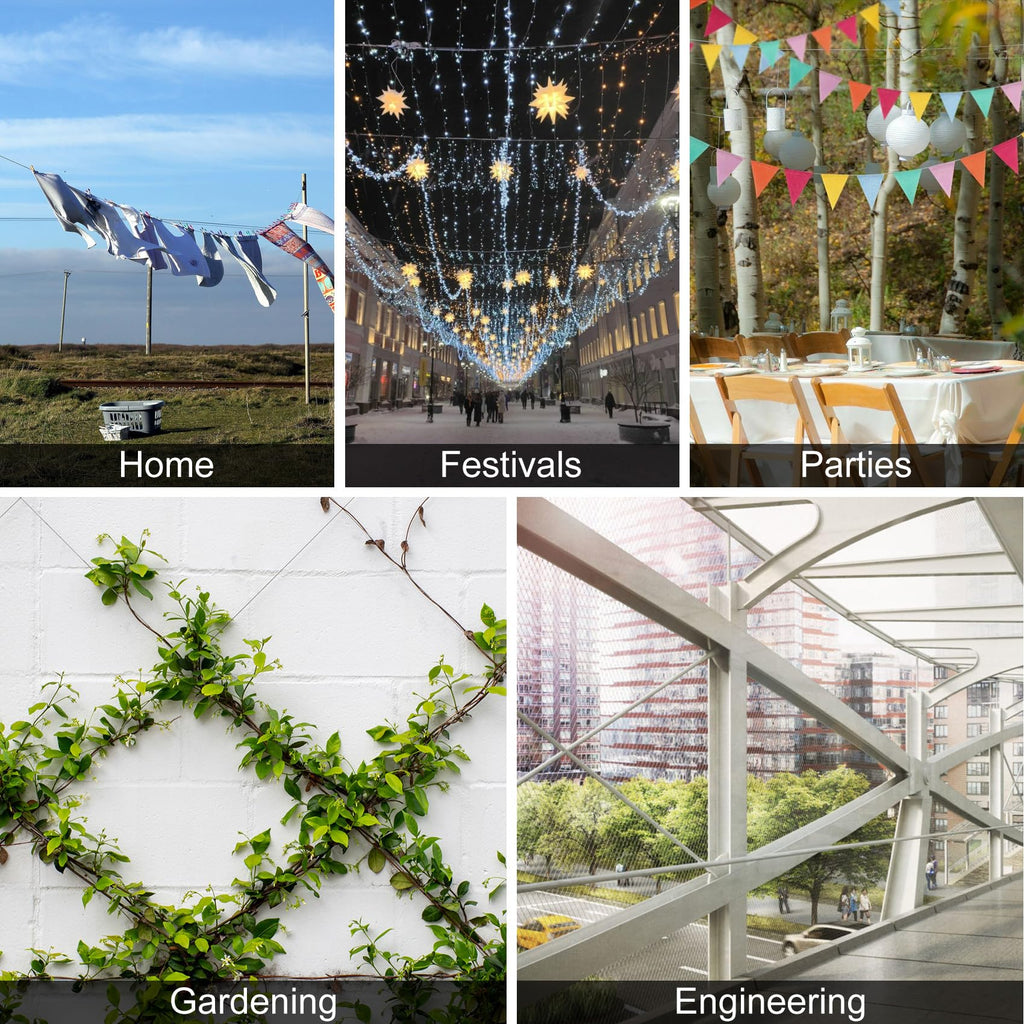 316 Stainless Steel Cable, 200FT 1/32IN Wire Rope with 50Pcs Aluminum Sleeves Stops, for String Lights Hanging, Clotheslines, Trellis Wire