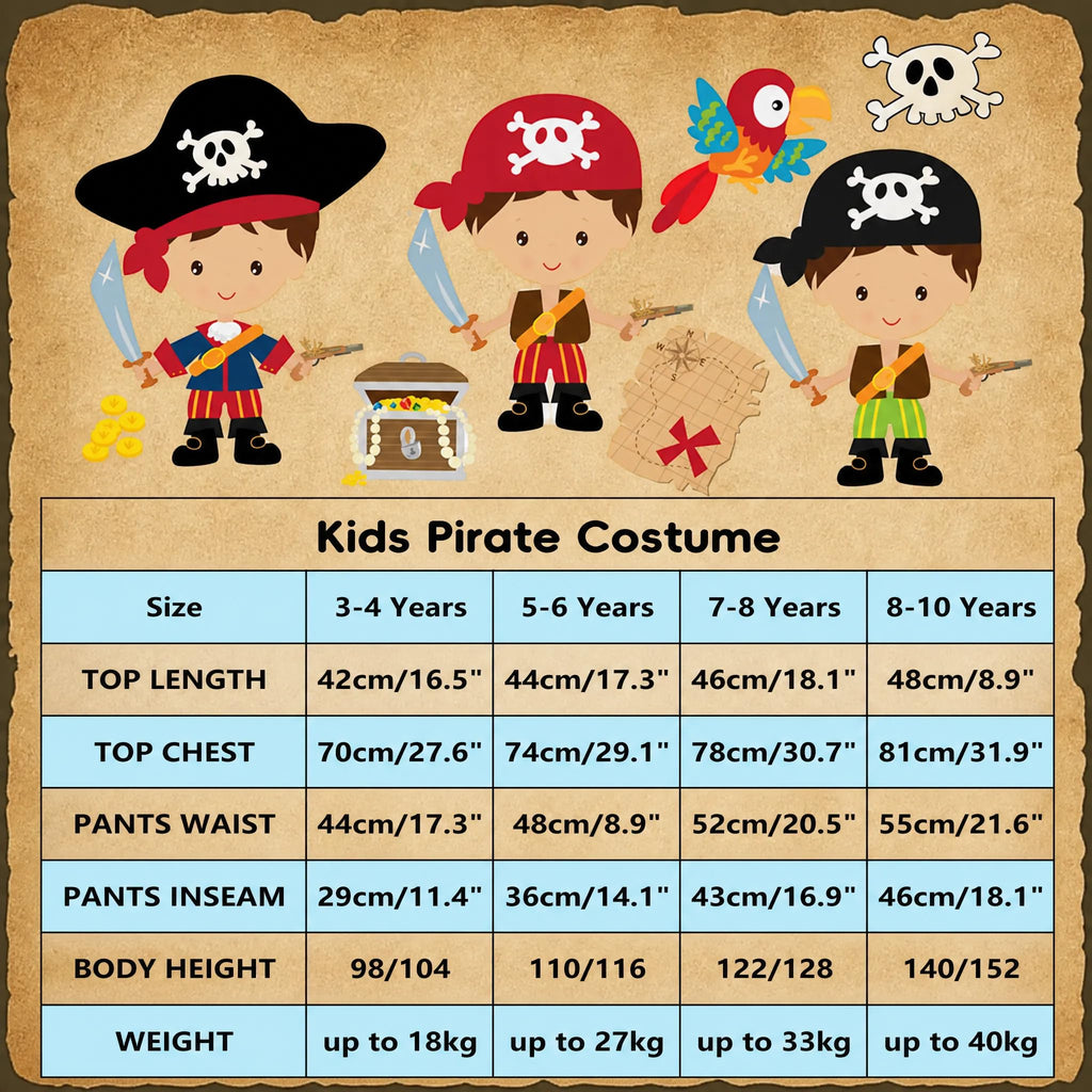 Lingway Toys Kids Pirate Costume,Pirate Dress Up 8pcs Set for Boys 5-6years
