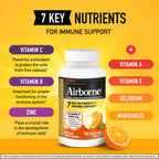Airborne Vitamin C 1000mg (per Serving) - Citrus Chewable Tablets (116 Count in a Bottle), Gluten-Free Immune Support Supplement, with Vitamins A C E, Zinc, Selenium, Echinacea, Ginger, Antioxidants