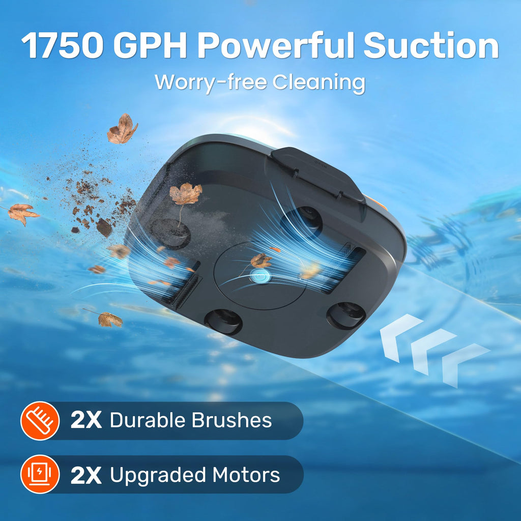 Cordless Robotic Pool Cleaner, Pool Vacuum for Above Ground Pool Lasts 90 Min, Portable, Self-Parking, Ideal for Pools up to 860 sq.ft