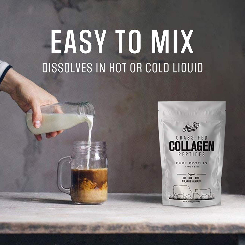 HEARTHY FOODS Collagen Powder - 18g Protein - Pure Halal Collagen Peptides Grass Fed Organic Hydrolyzed Powder | Type I and III Unflavoured Keto Friendly Gluten Free No Sugar Non GMO 16 Oz