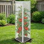 4 Pcs Garden Bird Netting for Triangle Plant Cage, 59" x 20" x 20" Tomato Cage Garden Net Cover with Zipper, Tomato Trellis Insect Bird Barrier Protection Mesh for Vertical Climbing Plant Vegetable