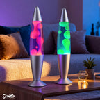 JAMBO 2 Pack- 16" Beautiful Lamp- Blue with Yellow/Green Wax and Purple with Pink Wax, Relaxing Liquid Lamp, Night Light Nightlight, Lamps for Adults Teens Kid