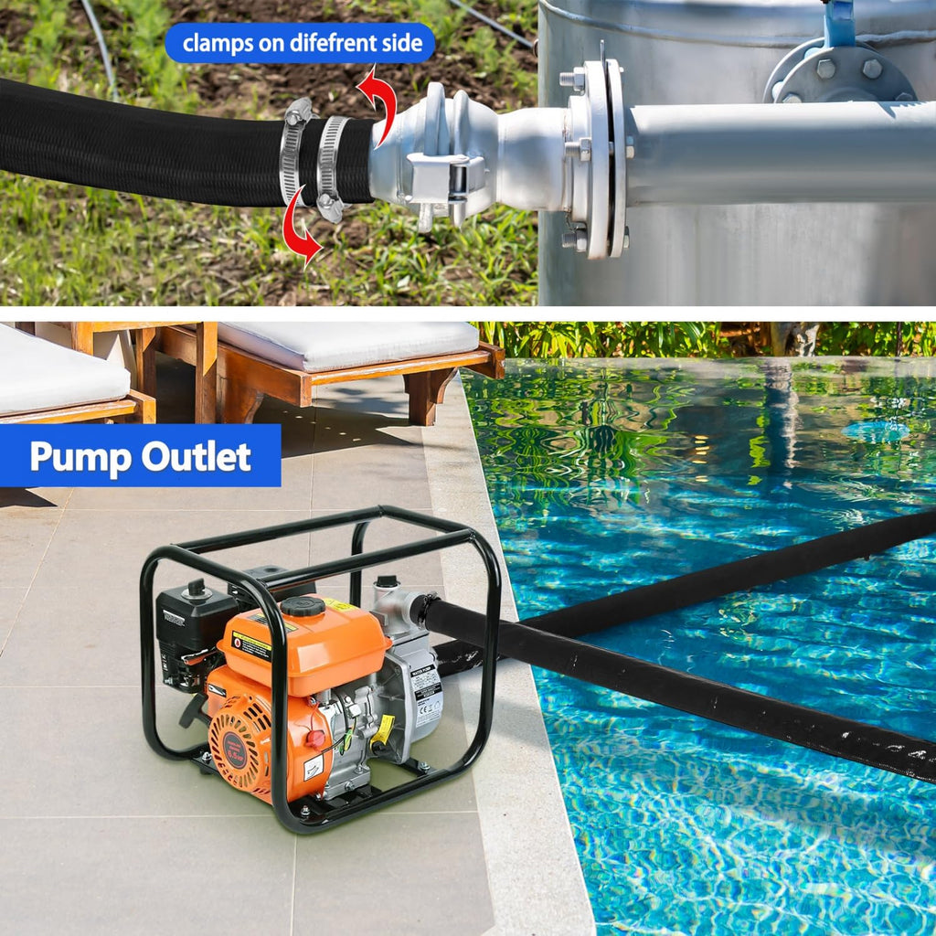 Gonioa Pool Backwash Hose 1 1/2 Inch Diameter x 100 Feet - Heavy-Duty PVC Pool Drain Hose, Reinforced Discharge Hose with Clamp for Swimming Pools, Black