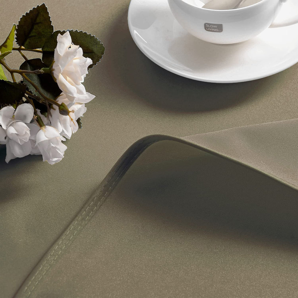 Hiasan Round Tablecloth 60 Inch - Waterproof Stain Resistant Spillproof Polyester Fabric Table Cloth for Dining Room Kitchen Party, Khaki