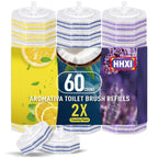 HHXI 60Ct Aromative Toilet Brush Refills, Toilet Bowl Cleaner Refills, Double-Layer Cleaning Pads Added, Disposable Refill Heads for Toilet Bowl Cleaner Wands, Bulk （Patented）