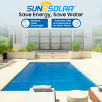 Sun2Solar Solar Pool Cover 16 Mil | 15 x 30 Ft Blue Solar Blanket | Rectangle Swimming Pool Cover | Water Conservation & Debris Protection