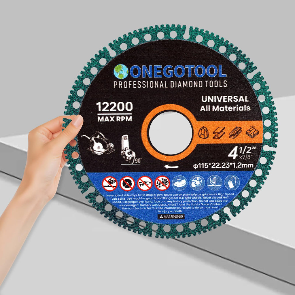 ONEGOTOOL 4-1/2 inch Indestructible Cutting Discs for Angle Grinder 7/8" Blades Cut Off Wheels Diamond Tool Metal rebar Porcelain Tile Granite Marble Smooth Cutter (10pcs)