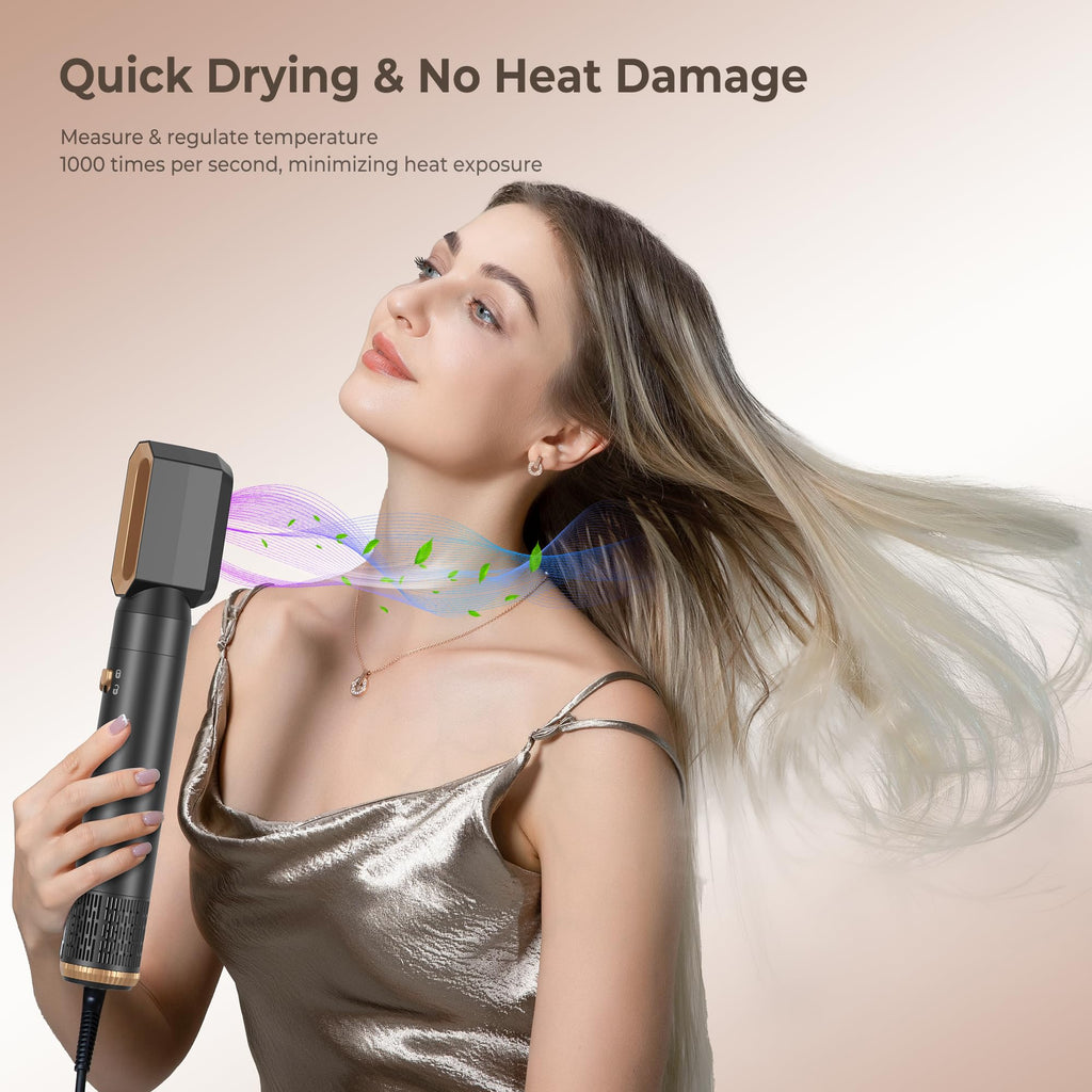 Yitrust 6 in 1 Hair Dryer Brush, Blow Dryer Brushies Ionic Hair Dryer, Oval Hot Air Brush, Hair Curler Straightener Magic Styler Autowrap Air Styler