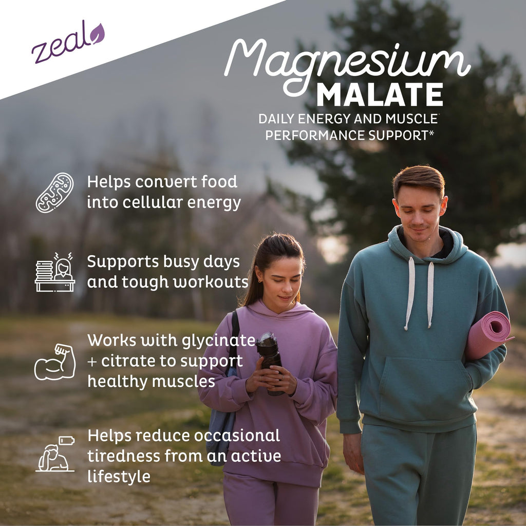Zeal Naturals Triple Magnesium Complex Supplement - Glycinate, Malate, Citrate | 400mg, 180 Capsules | High Absorption Chelated Magnesium for Sleep, Mood, Muscle Recovery, Relaxation