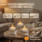 Aignis 24 Pack Waterproof Flameless Floating Candles, 200-Hour Battery Operated 2.2" LED Tea Lights, Water-Activated Flickering Warm White Glow for Halloween, Wedding Centerpieces, Pool