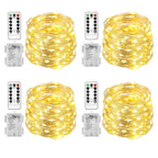 Homemory 4 Pack 20 Ft 60 LED Fairy Lights Battery Operated Christmas Lights with Remote Waterproof 8 Modes Firefly Twinkle String Lights for Party Bedroom Wedding Christmas Decorations