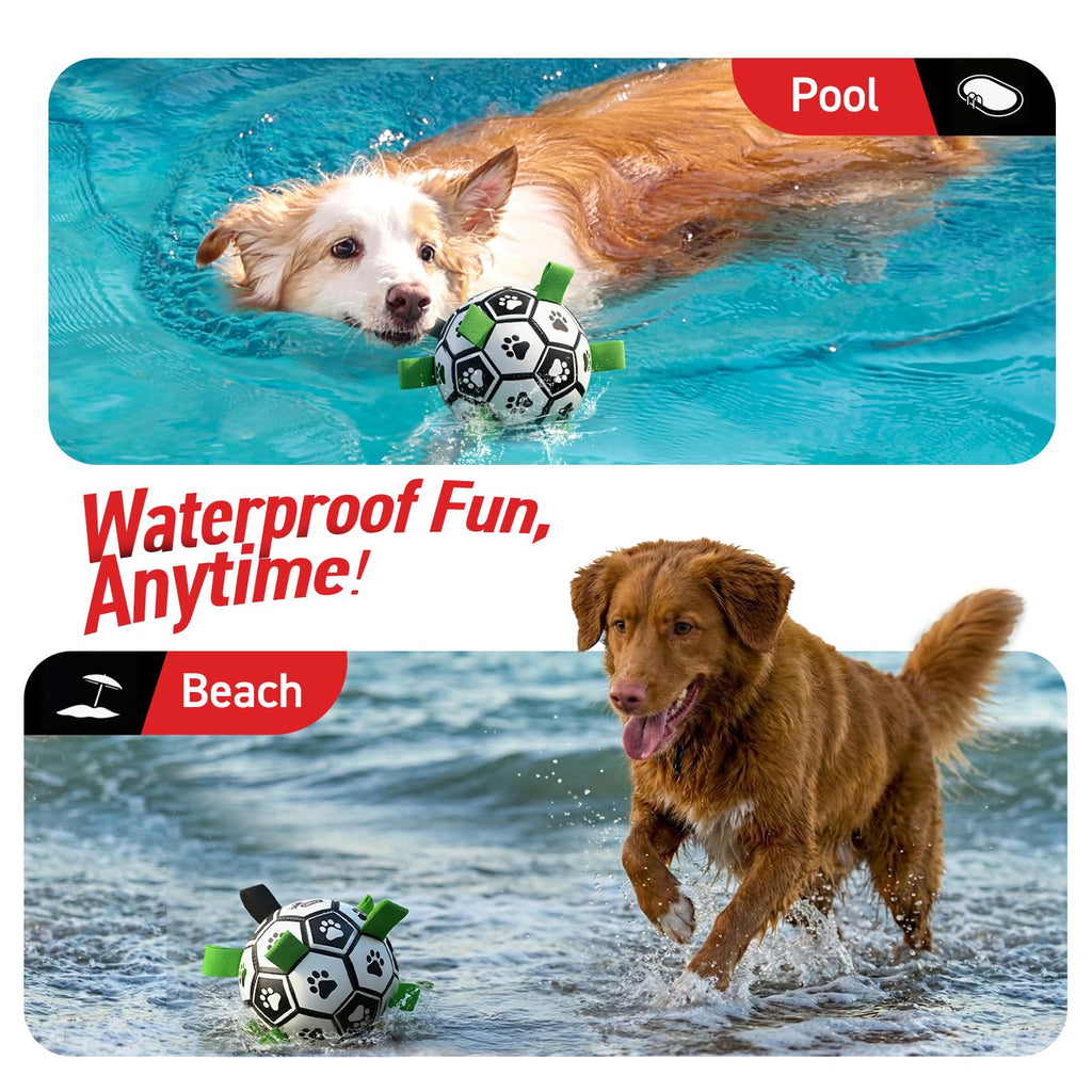 QDAN Dog Toys Dog Balls, 6 Inch Dog Soccer Ball with Straps, Herding Balls