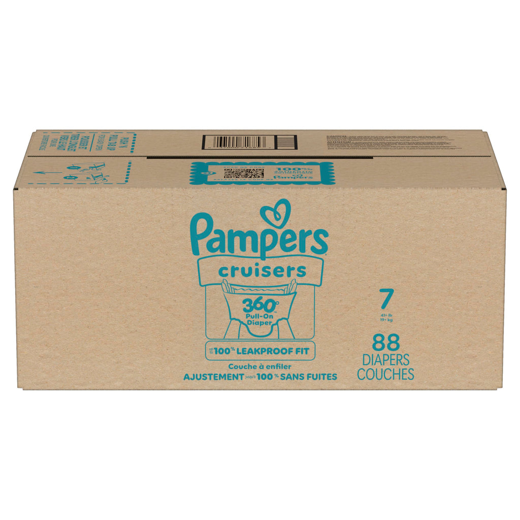 Pampers Diapers - Cruisers 360 - Size 7, 88 Count, up to 100% Leakproof Pull-On Diaper for Active Babies