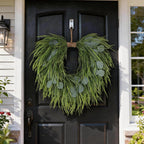 22" Artificial Eucalyptus & Saw Grass Wreath for Front Door Decor