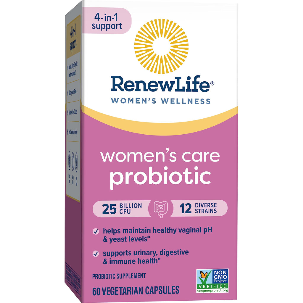 Renew Life Women's Probiotic Capsules, Supports pH Balance for Women, Vaginal, Urinary, Digestive and Immune Health, L. Rhamnosus GG, Dairy, Soy and Gluten-Free, 25 Billion CFU - 60 Ct
